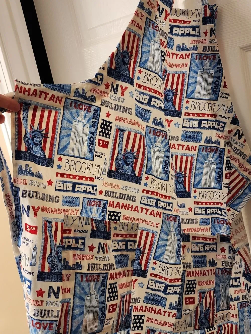 Classic New York Print Cotton  or Cotton blend Apron - Red & Blue Patriotic